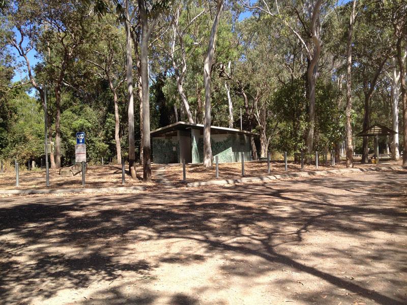 Rifle Creek Rest AreaEntrance to campground with amenities and sheltered picnic tables
